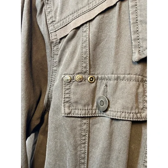 Dressbarn Utility Jacket Military Style Button Front Olive Green Size L - Picture 7 of 10